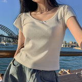 [BELLIDE MADE] リボンフリル半袖Tシャツ