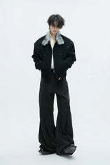 Washed Canvas Faux Wolf Fur Puffer