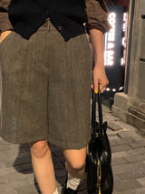 [MADE] Fidic Wool Herringbone Bermuda Pants
