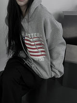 american flag overfit hood(unisex / fleece-lined)