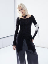 Emoha Angel Redemption 333 Asian Printed Tencel マイクロトランスパーレントロングスリーブTシャツ