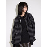 パッチストライプフーディジップアップ (JOUJMP-0012)