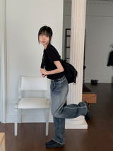SP ウォッシングスリットデニムワイドパンツ