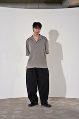 ヘリンボーンリネンレイラード 1/2 シャツ (Black)