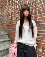 Prmer ベーシック Vネックルーズフィット長袖ニット