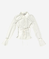 SATIN MIX CORSET SHIRT #IVORY JACQUARD