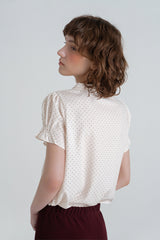 Dot button blouse_ivory