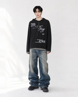 (UNISEX) Attack Henley Hooded Long Sleeve