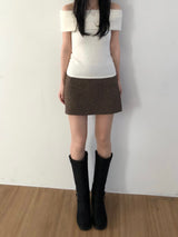 Ground checkered wool skirt (2 colors)