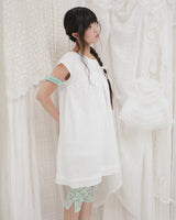 COUNTRY FLARE LINEN DRESS / WHITE