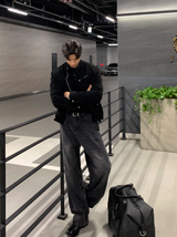  Lebey Daily Back Banding Wide Denim Pants