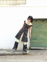 Pocket-line button layered dress