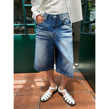 [S/S] ライザーエンボブルーバミューダパンツ