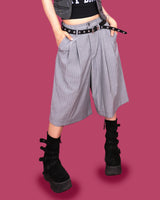 striped bermuda pants (belt set / 2color)