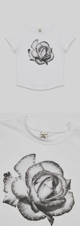 Rose Stud Graphic T-Shirt_White