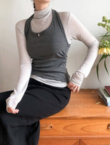 Strap Halter Neck Warm Shirring Sleeveless (2color)