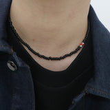 Men's Necklace Black Beads_CLEF TREMOLO NEC