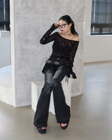 Rose dark blue low bootcut jeans