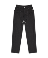 Detachable Button Denim Pants / Black