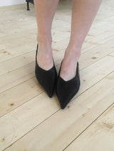 Leather flat stilettos