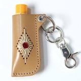 stud & wax thread lighter case keyring beige