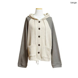 (2color) Waffle Raglan Hood Cardigan