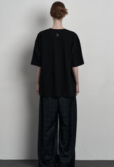 [mnem] オリーブプリントのオーバーサイズTシャツ(black)