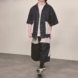reverse terry pocket denim shortsleeve shirt_blue