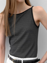 (Z-T-6819)ESSENTIAL STRIPE SLEEVELESS TEE