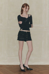 CUT-OUT LAYERED TEE black