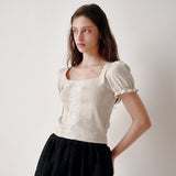Lace Puff T-shirt (Grey)