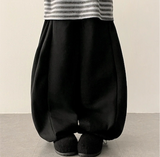 Terry Fleece side pin tuck incision string wide pants