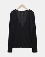 Kazel Deep V-Neck Long-Sleeve T-Shirt