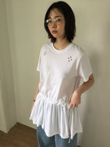 Eyelet Ruffle Crewneck T-Shirt (3color)