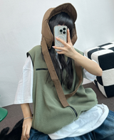 FLEECE LAYERED VEST ZIP UP💚💙🖤🧡4COLOR