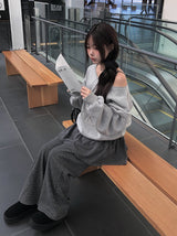 Xiao Stripe Brushed Wide Banding Pants