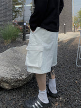 White Cargo Bermuda Pants