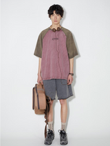 Washed-out American retro style raglan sleeve T-shirt with loose short sleeves and letter print.