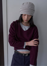 Milo V-neck Wool Knit (Plum)