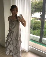 evelyn ruffle long dress