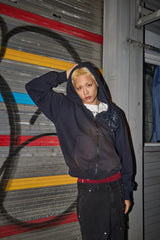 スターリーナイトウォッシングファーフードジップアップ  NAVY