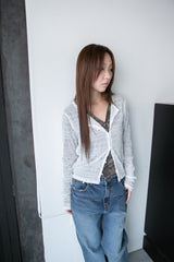 wrinkle mesh loop cardigan(3colors)