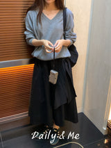 オーバーサイズフィットVネックニット(4color)