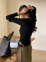 Noiton リブUネックTシャツ
