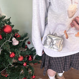 シルバーリボンフグフレームミニバッグ (Handmade bag)