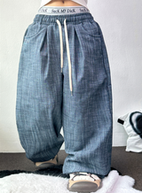 PINTUCK BANDING COTTON DENIM LONG PANTS 🩵🩷🤎3COLOR