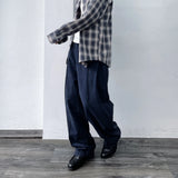 Seamed Washed Wide-Leg Trousers