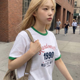 チェッカー アーチ ロゴ リンガー Tシャツ(3color)