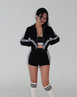 Track zip-up shorts two-piece set