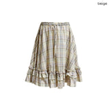 (2color) Ruffle Check Flare Skirt